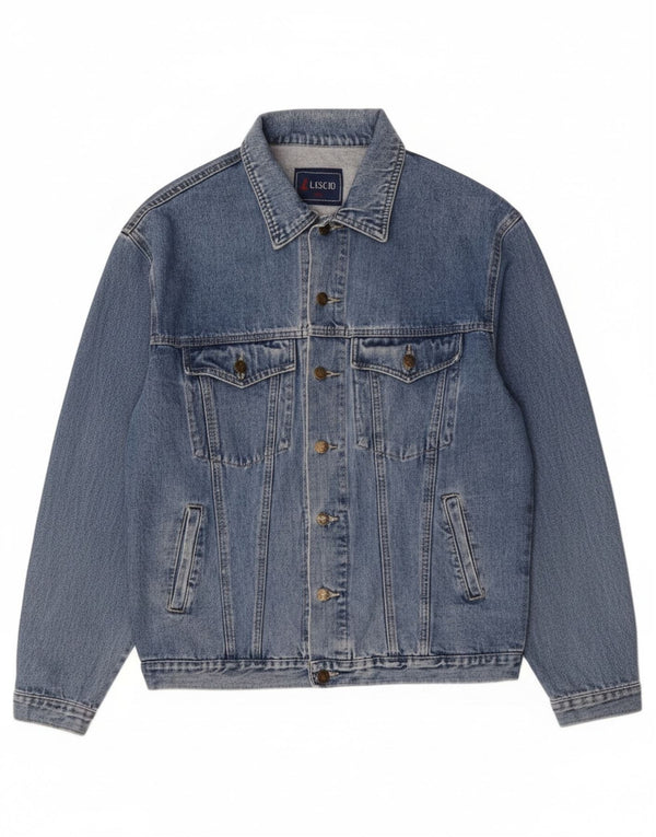 Vintage hombres chaqueta de mezclilla Reino Unido 44 2XL algodón azul