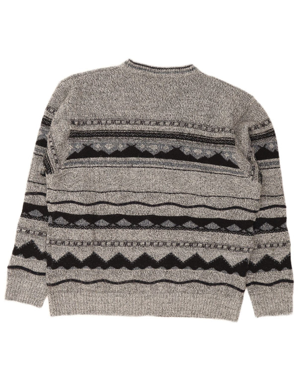 Carletti Suéter De Cuello Redondo Para Hombre 2XL Acrílico Geométrico Gris
