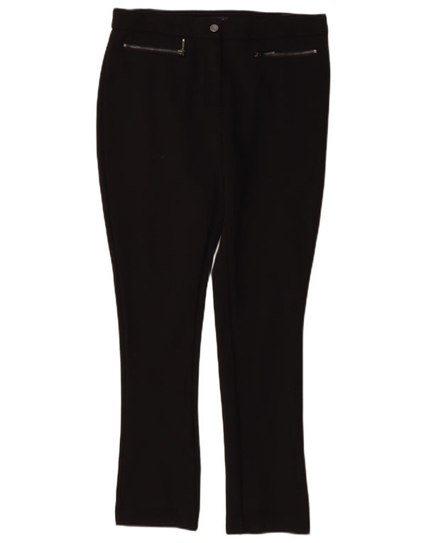 Marks & Spencer Pantalones casuales ajustados para mujer UK 12 Medium W32 L29 Negro
