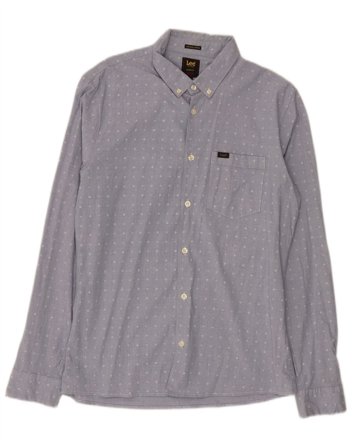 Camisa Lee Slim Fit De Algodón Geométrico Azul Medio |