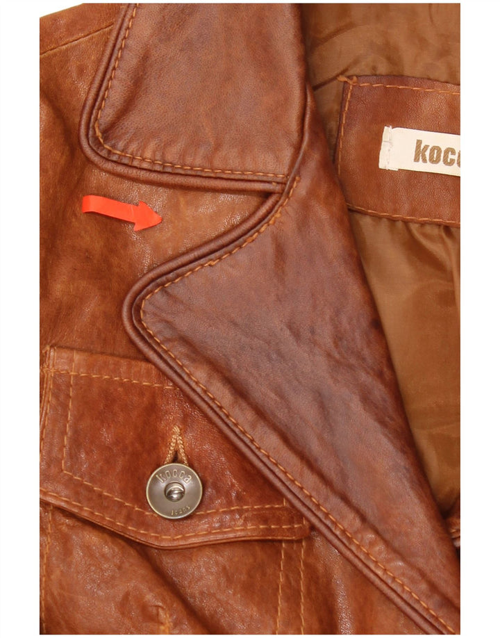 KOCCA Chaqueta de cuero para mujer UK 10 Small Brown Leather