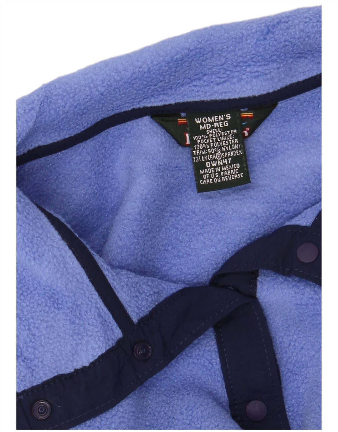 L.L.BEAN Jersey polar con cuello y botones para mujer UK 44 Poliéster azul medio