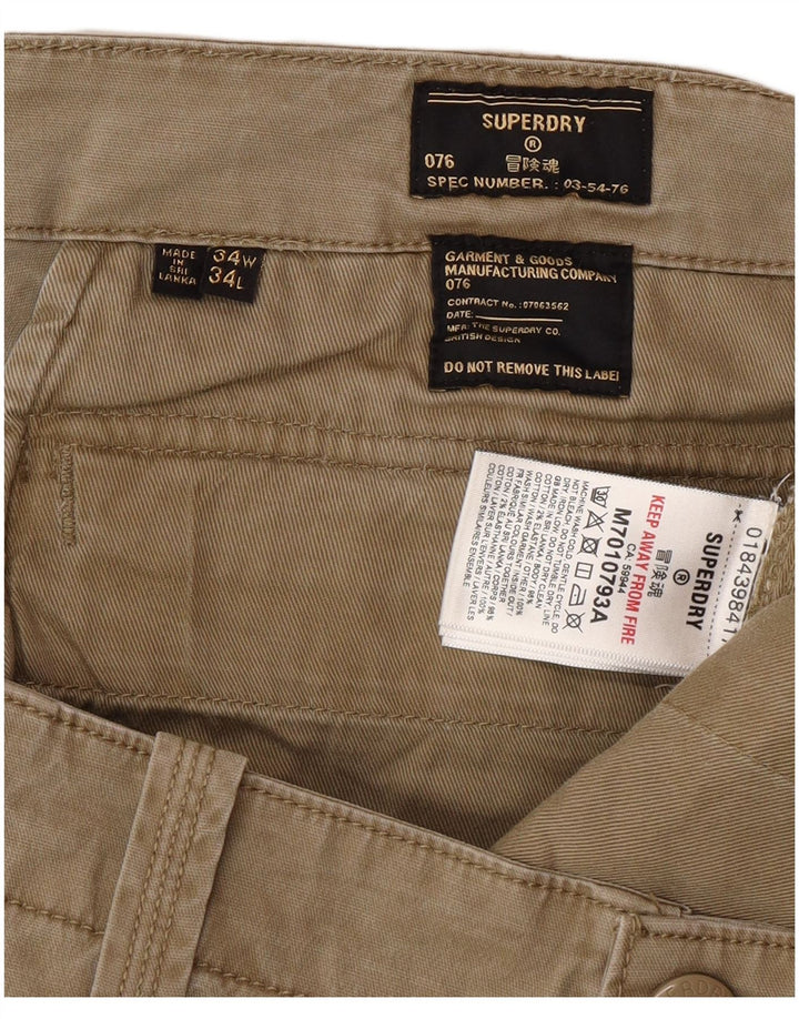 Superdry Pantalón cargo ajustado para hombre W34 L34 Algodón beige