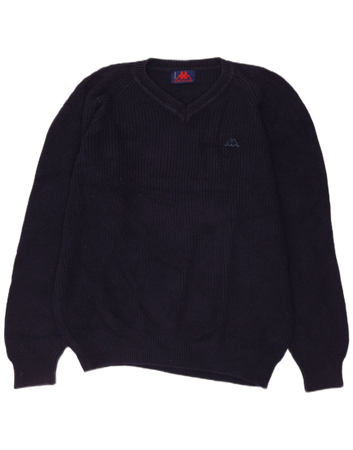 Kappa Hombre Jersey Con Cuello En V Jersey Medio Azul Marino Algodón