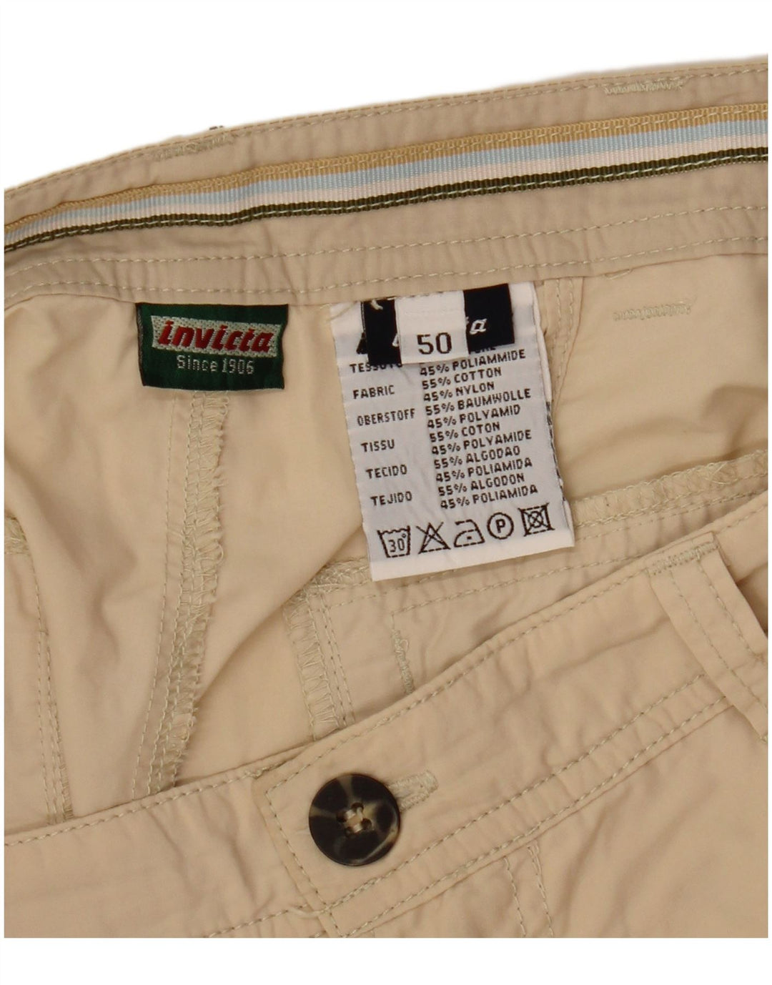 Invicta Pantalones cortos chinos para hombre IT 50 Large W32 Algodón beige