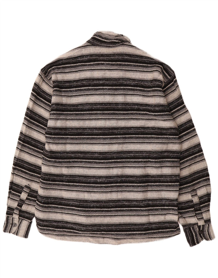 Vintage hombres sobrecamisa camisa grande gris geométrico viscosa