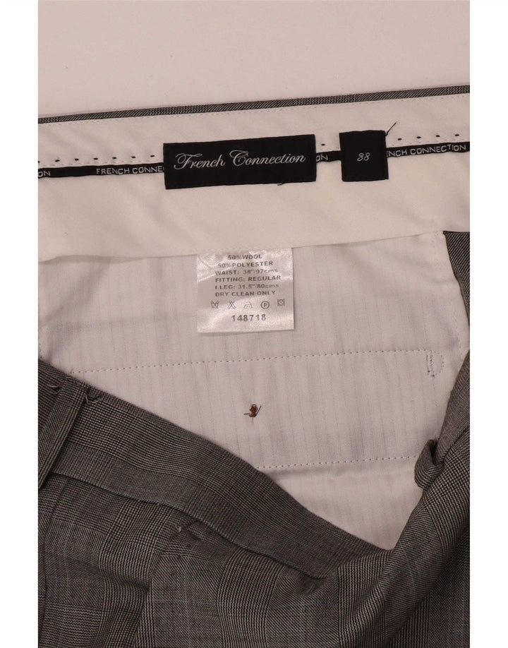 French Connection Pantalones informales regulares para hombre W38 L32 gris pata de gallo