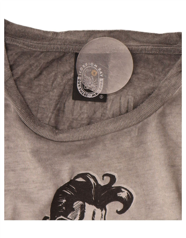 Scorpion Bay Top gráfico para hombre manga larga XL algodón gris