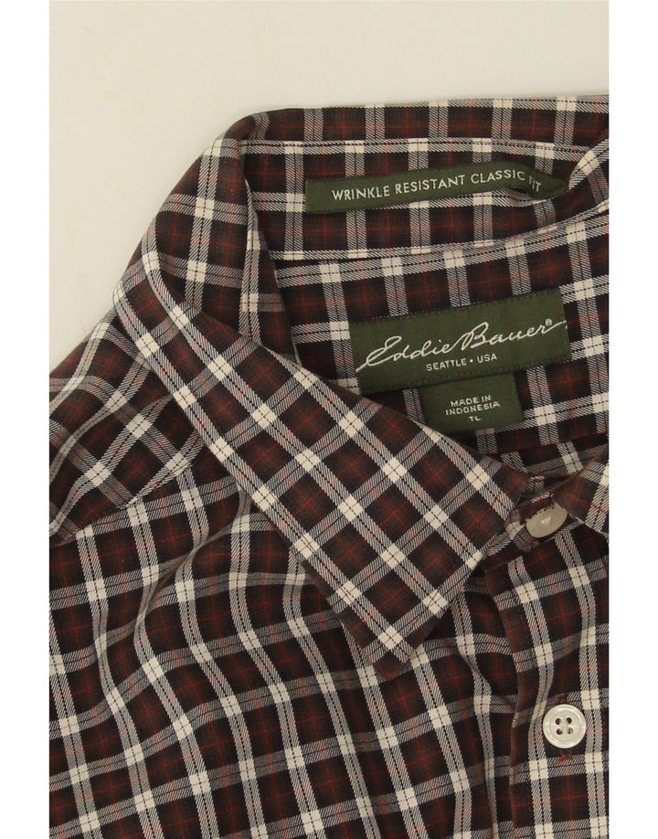 Eddie Bauer Camisa alta de corte clásico para hombre Algodón a cuadros marrón grande