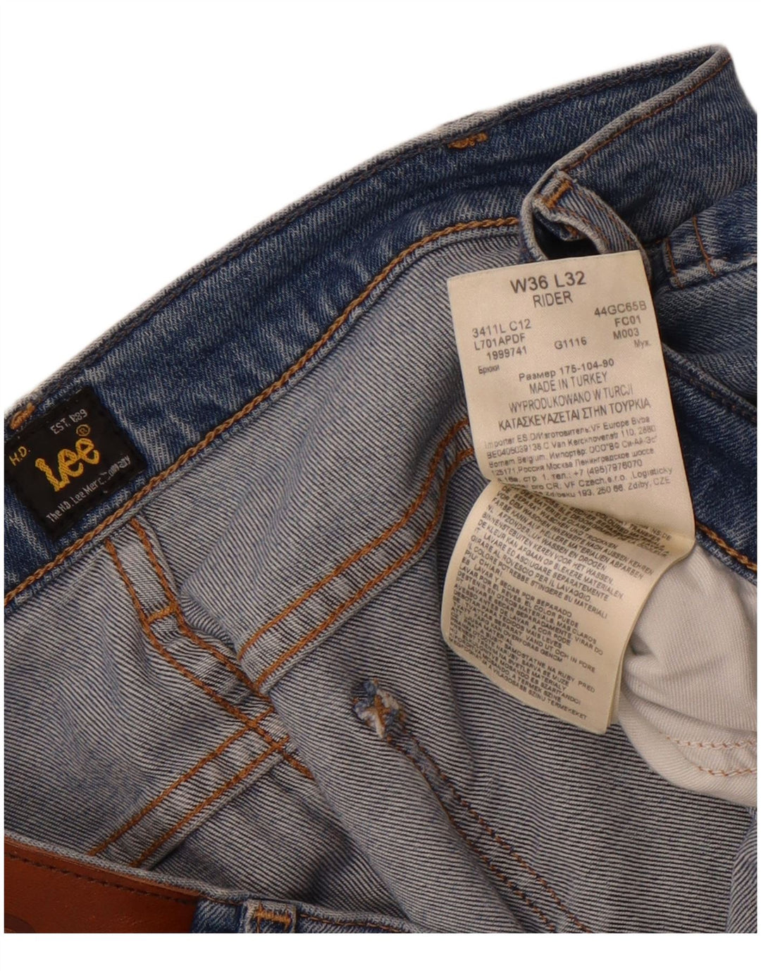Lee Vaqueros Rectos Rider Para Hombre W36 L32 Algodón Azul