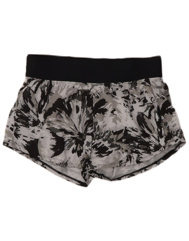 UNDER ARMOUR Pantalones cortos deportivos ajustados con estampado abstracto para mujer, Reino Unido 40, talla grande, gris