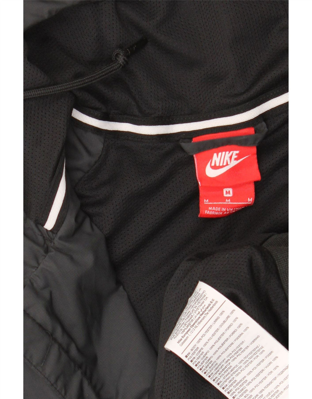 NIKE Chaqueta cortavientos con capucha para hombre UK 38 Mediano Negro Poliéster