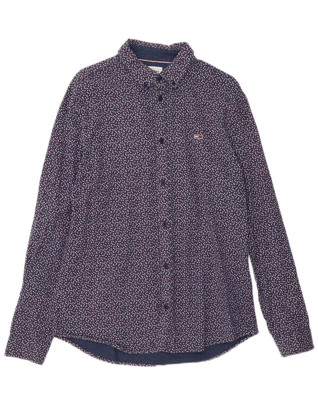 Tommy Hilfiger Camisa para hombre grande de algodón con lunares azul marino