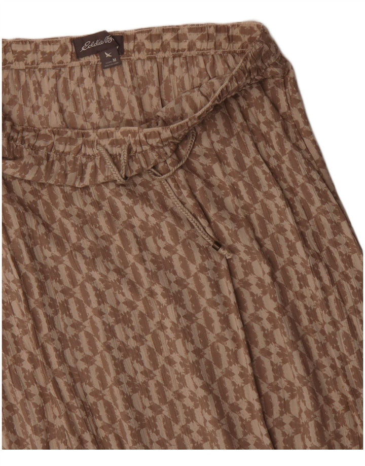 Eddie Bauer Maxifalda para mujer UK 14 Medium W30 Rayón geométrico beige