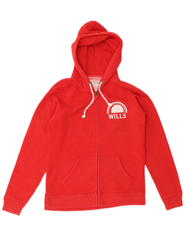 Jack Wills Suéter con capucha y cremallera gráfica para mujer UK 44 Grande Algodón rojo