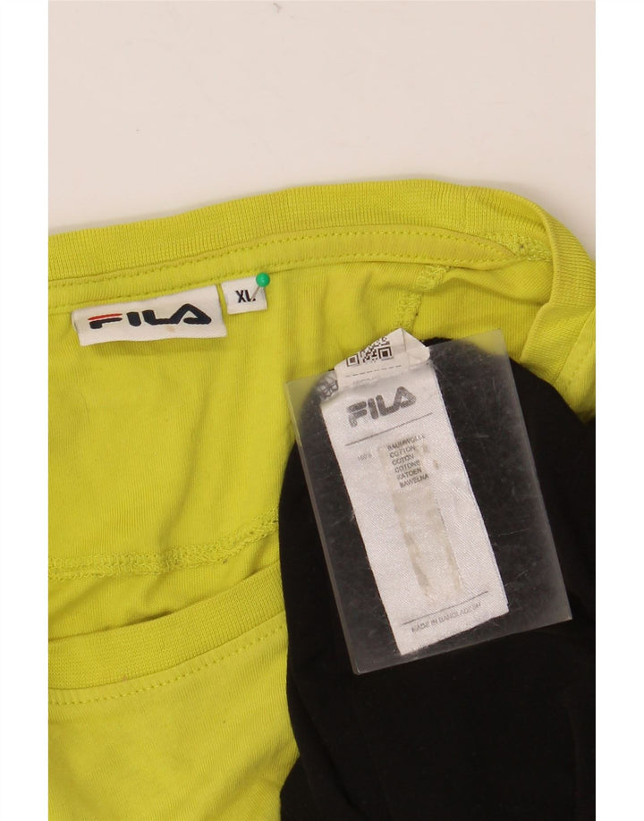 FILA Camiseta gráfica para hombre Top XL Algodón color block negro