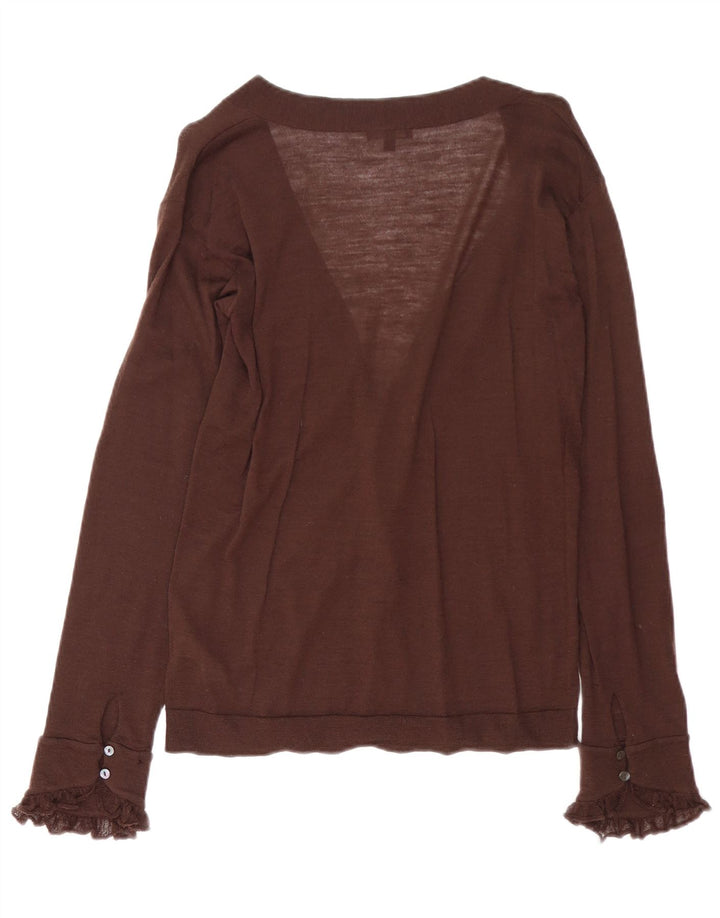 MASSIMO DUTTI Suéter Cárdigan para Mujer UK 44 Grande Lana Marrón