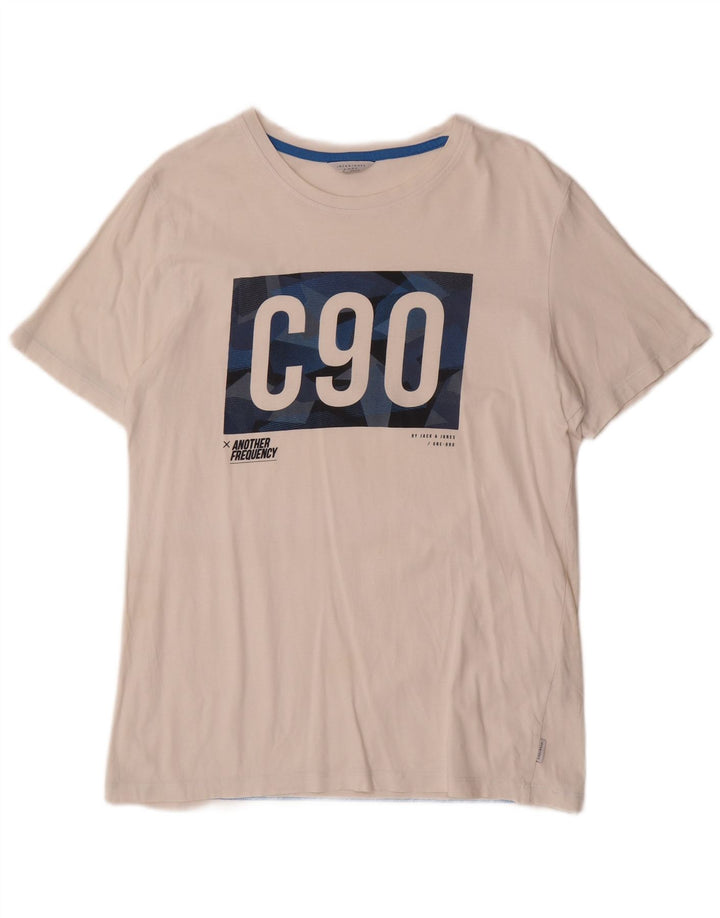 Jack & Jones - Camiseta gráfica para hombre, talla grande, algodón blanco