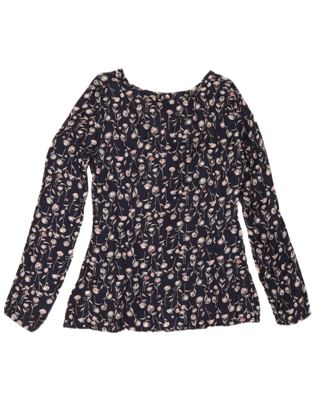 CALVIN KLEIN JEANS Womens Front Tie Blouse Top UK 14 Large Navy Blue