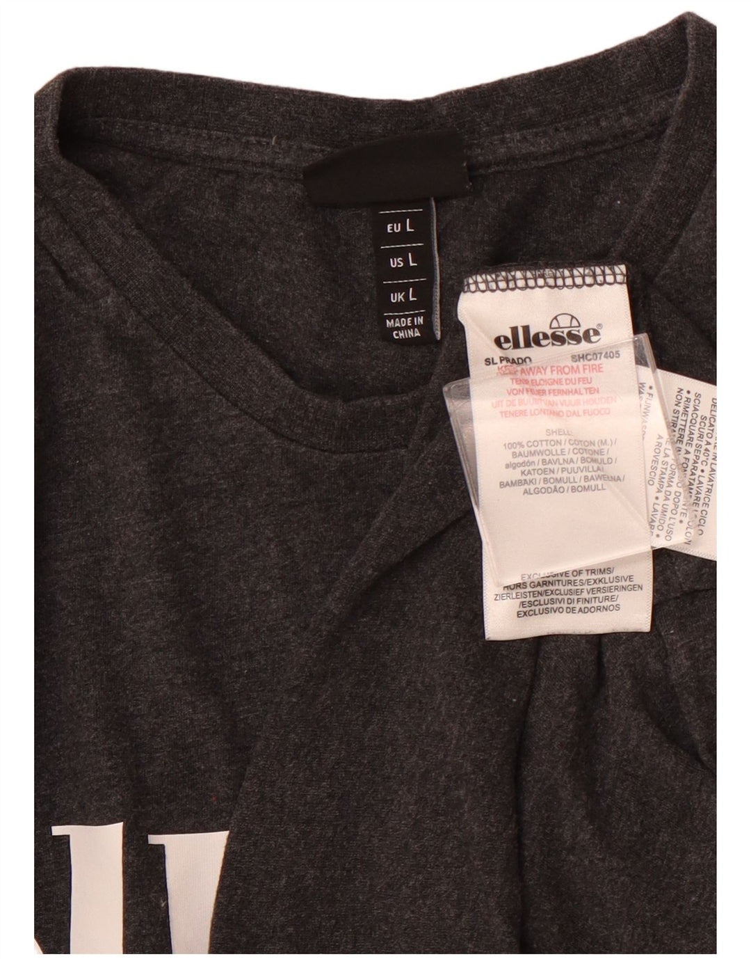 ELLESSE Camiseta gráfica para mujer Top UK 44 Algodón gris grande