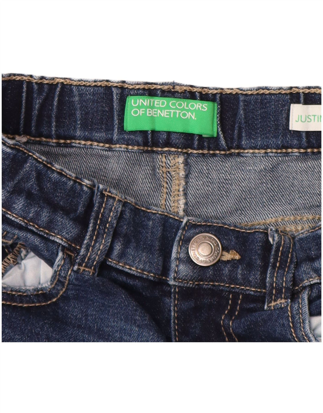 BENETTON Vaqueros rectos Justin para niños 6-7 años W22 L17 Algodón azul