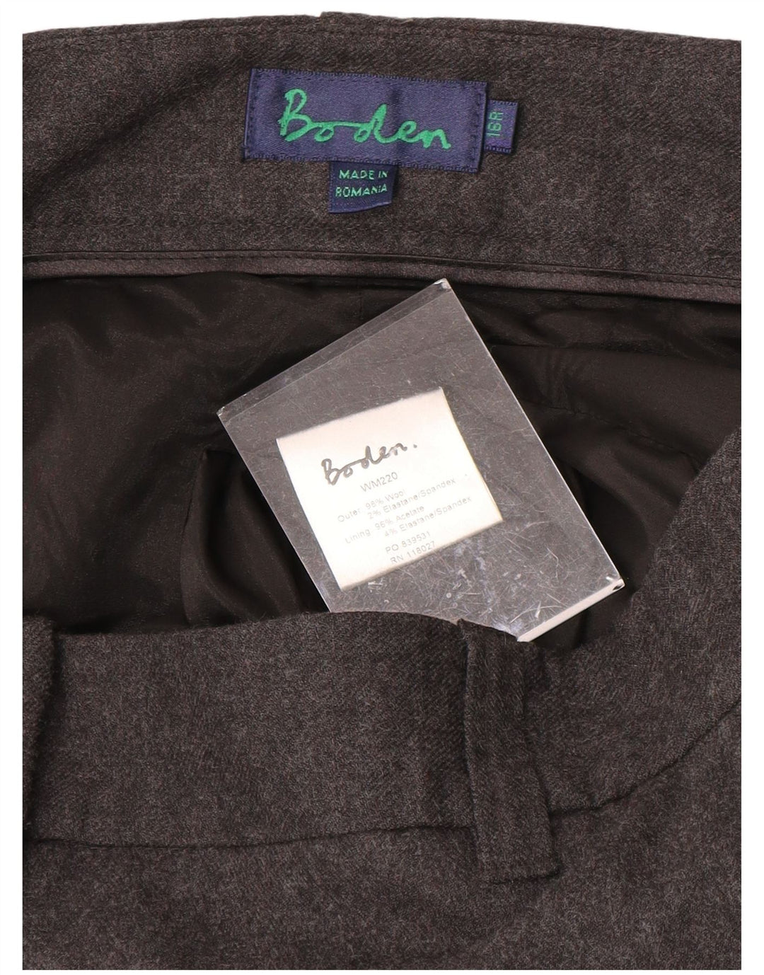 BODEN Womens Straight Suit Trousers UK 16 Large W36 L29 Grey Wool