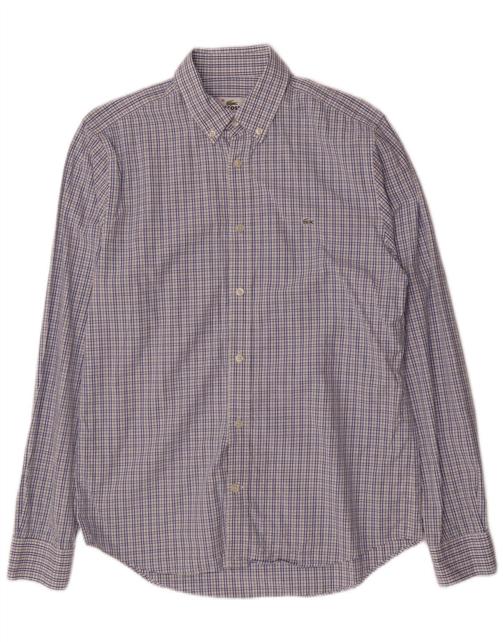 Camisa Lacoste Hombre Regular Fit Talla 39 Algodón A Cuadros Azul Medio