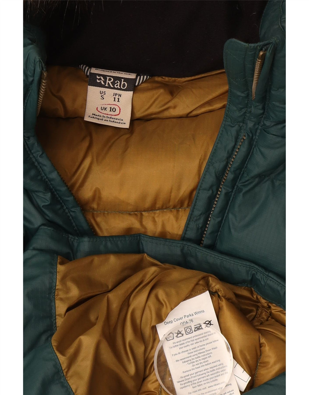 Abrigo acolchado con capucha para mujer Rab UK 10 Small Green Polyamide