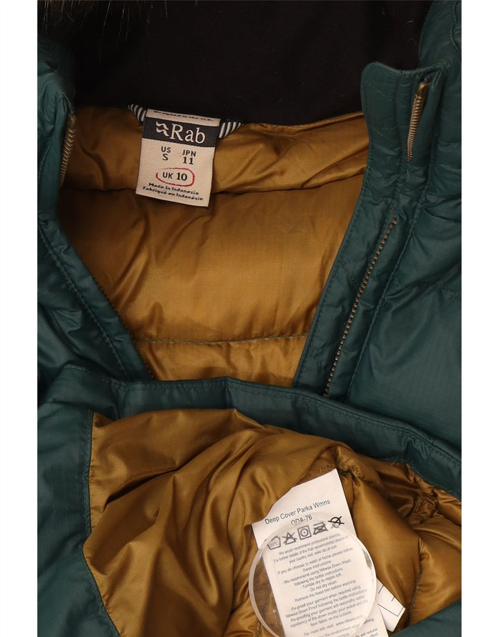 Abrigo acolchado con capucha para mujer Rab UK 10 Small Green Polyamide