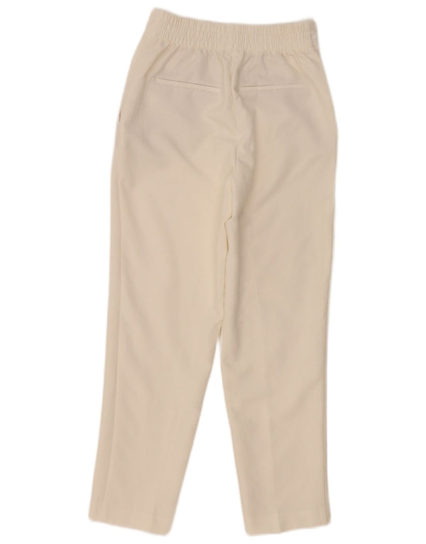 Zara Mujer Pantalón Chino Cónico De Talle Alto XS W24 L27 Poliéster Blanco