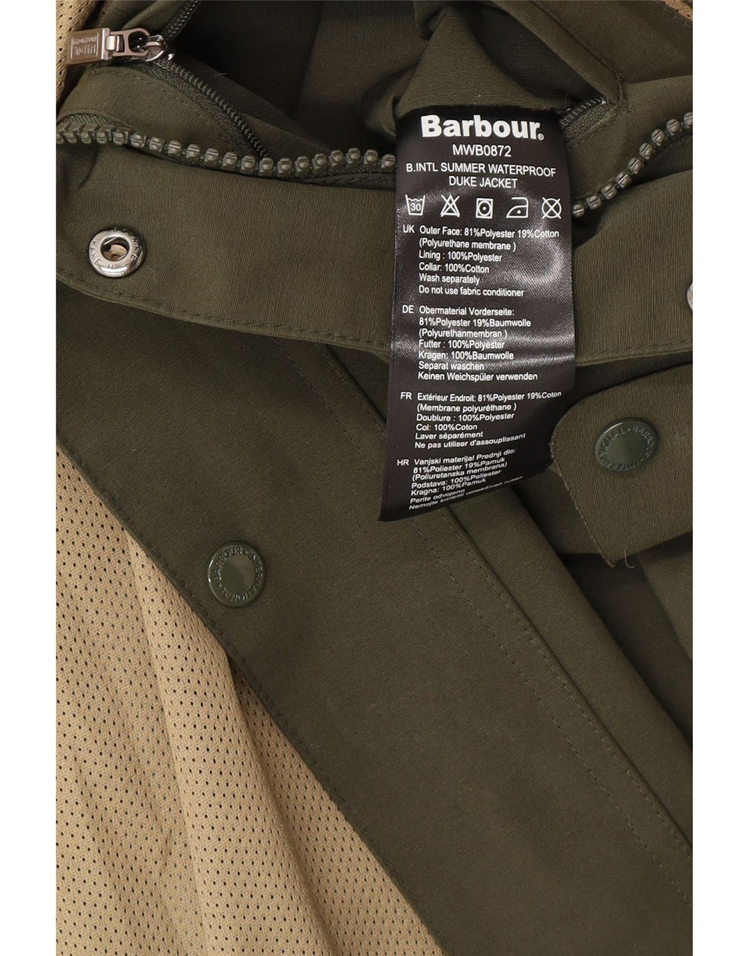 Barbour Chaqueta utilitaria para hombre UK 38 Poliéster caqui medio