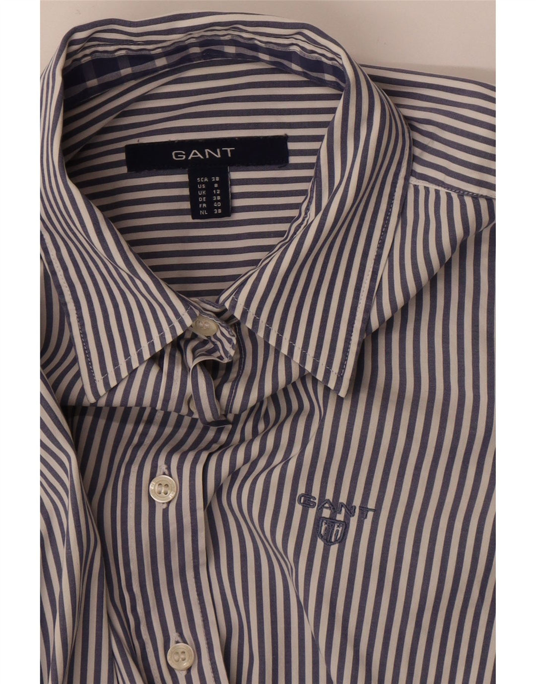 Camisa Gant para mujer UK 40 Medium Blue Pinstripe