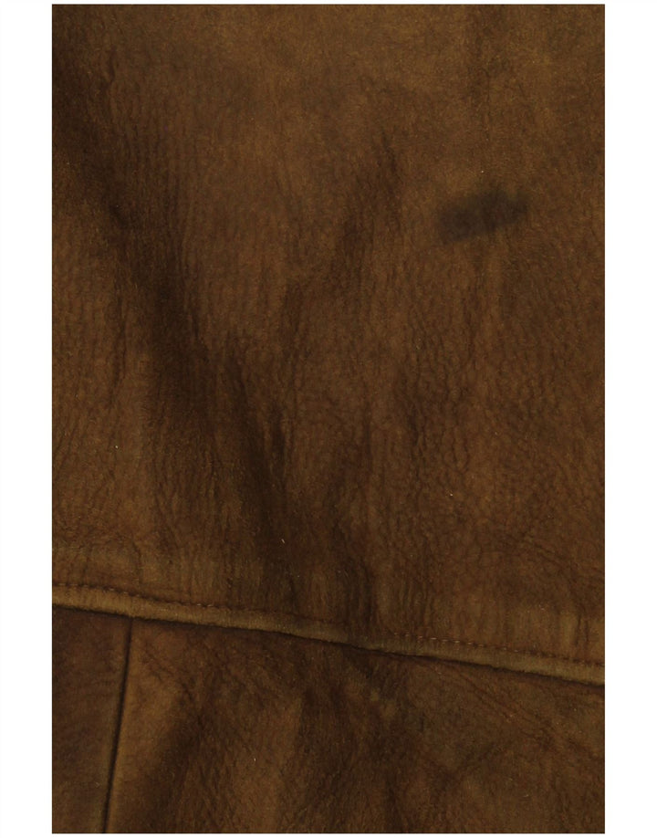 VINTAGE Chaqueta de cuero para hombre Reino Unido 38 Cuero caqui medio