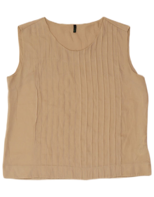 BENETTON Blusa sin mangas para mujer UK 46 Large Beige Poliéster