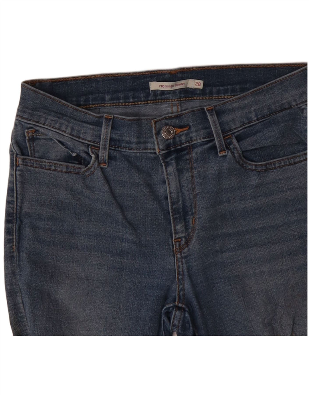 LEVI'S Jeans súper ajustados desgastados 710 para mujer W28 L30 Poliéster azul