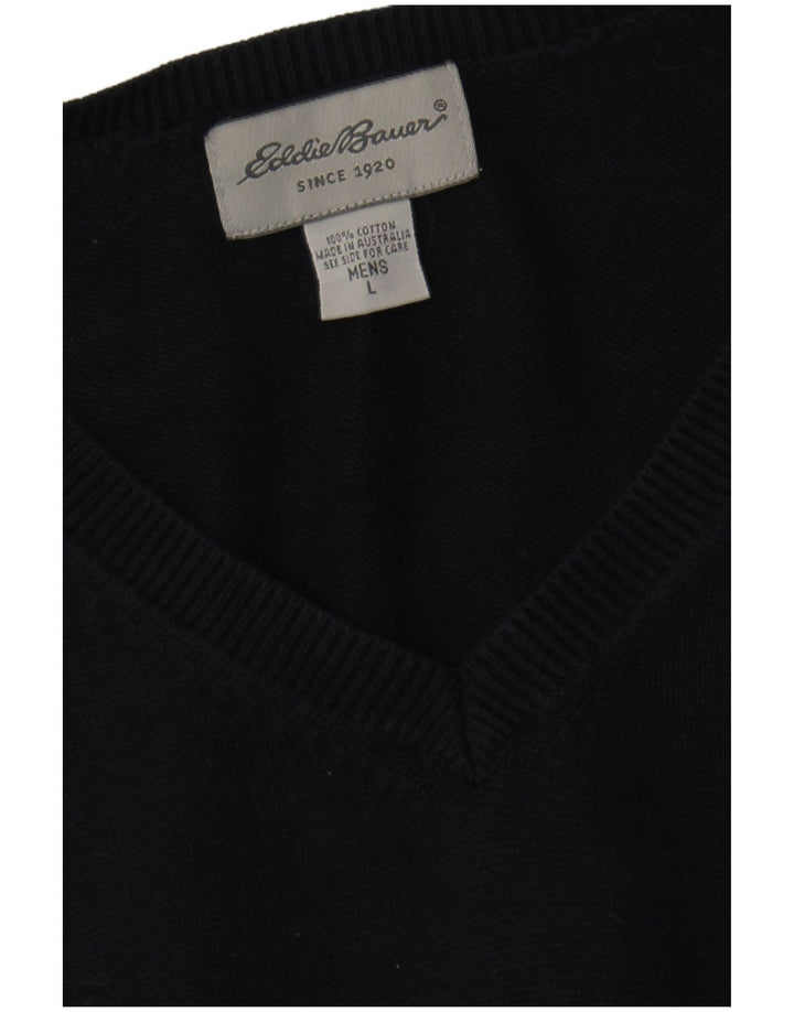 EDDIE BAUER Jersey con cuello en V para hombre, talla grande, algodón azul marino