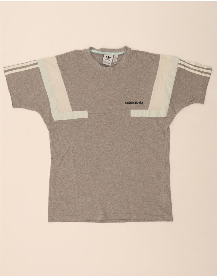 ADIDAS Mens T-Shirt Top Medium Grey Colourblock Cotton Vintage Adidas and Second-Hand Adidas from Messina Hembry 