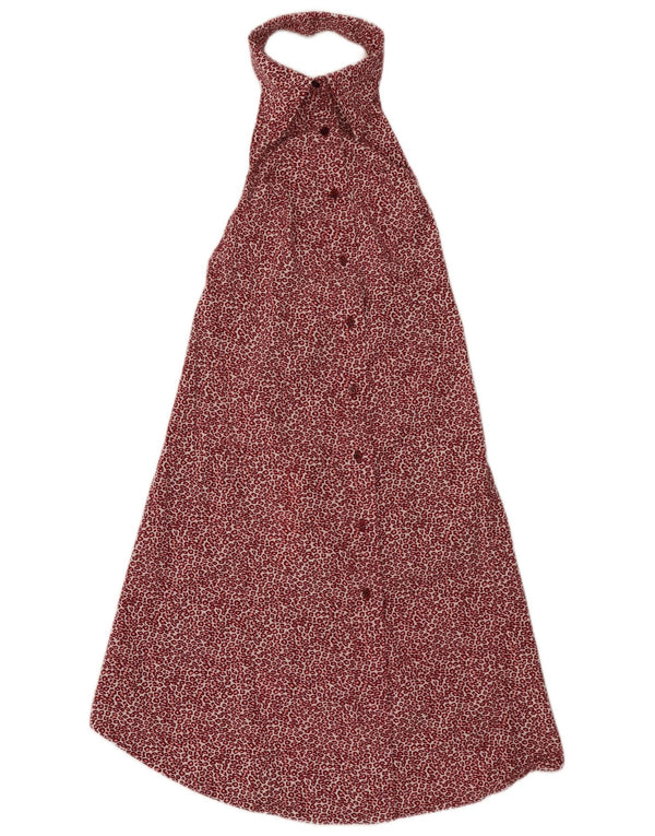 Replay Womens Halter Dress UK 4 XS Burgundy Animal Print Cotton