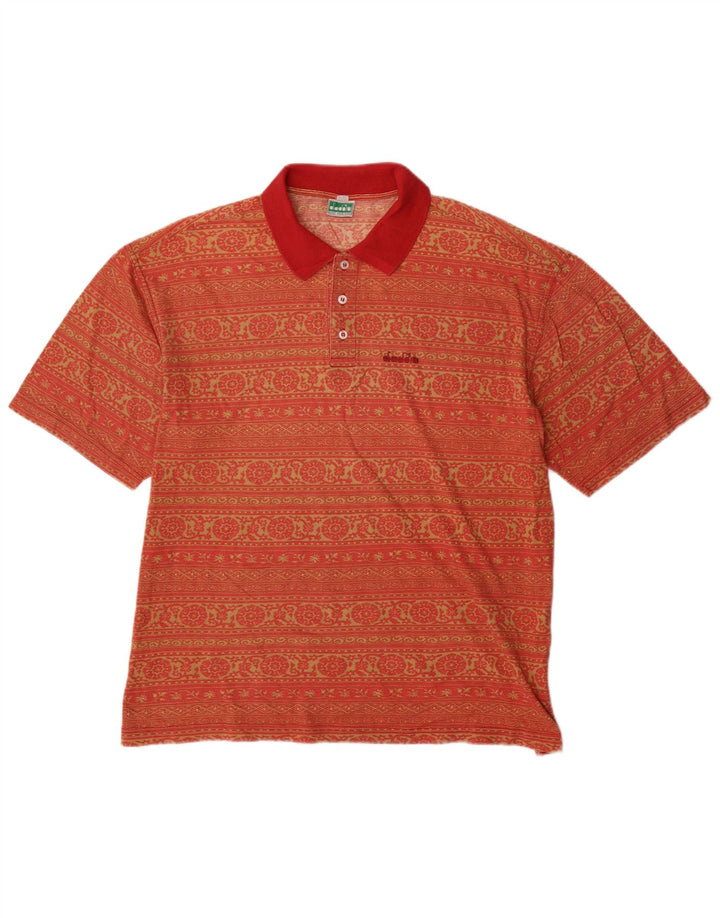 DIADORA Polo para hombre UK 42 Large Red Paisley