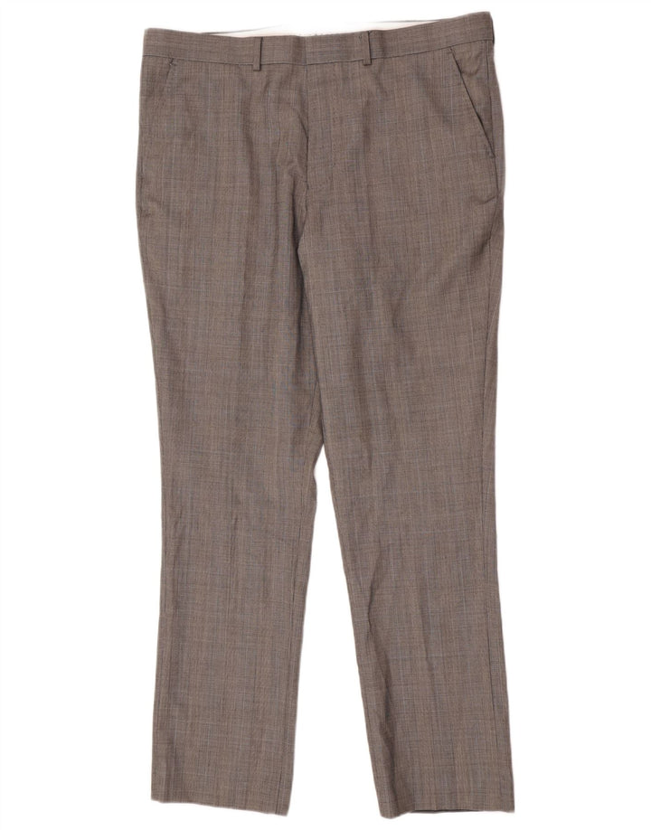 French Connection Pantalones informales regulares para hombre W38 L32 gris pata de gallo