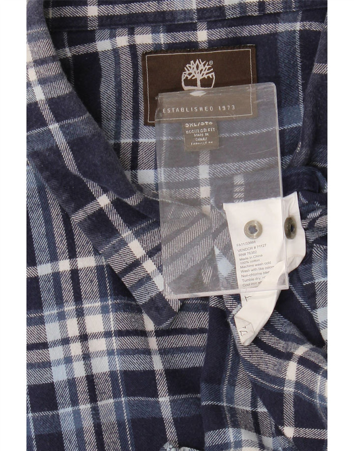 TIMBERLAND Camisa de franela de ajuste regular para hombre 3XL Algodón a cuadros azul marino