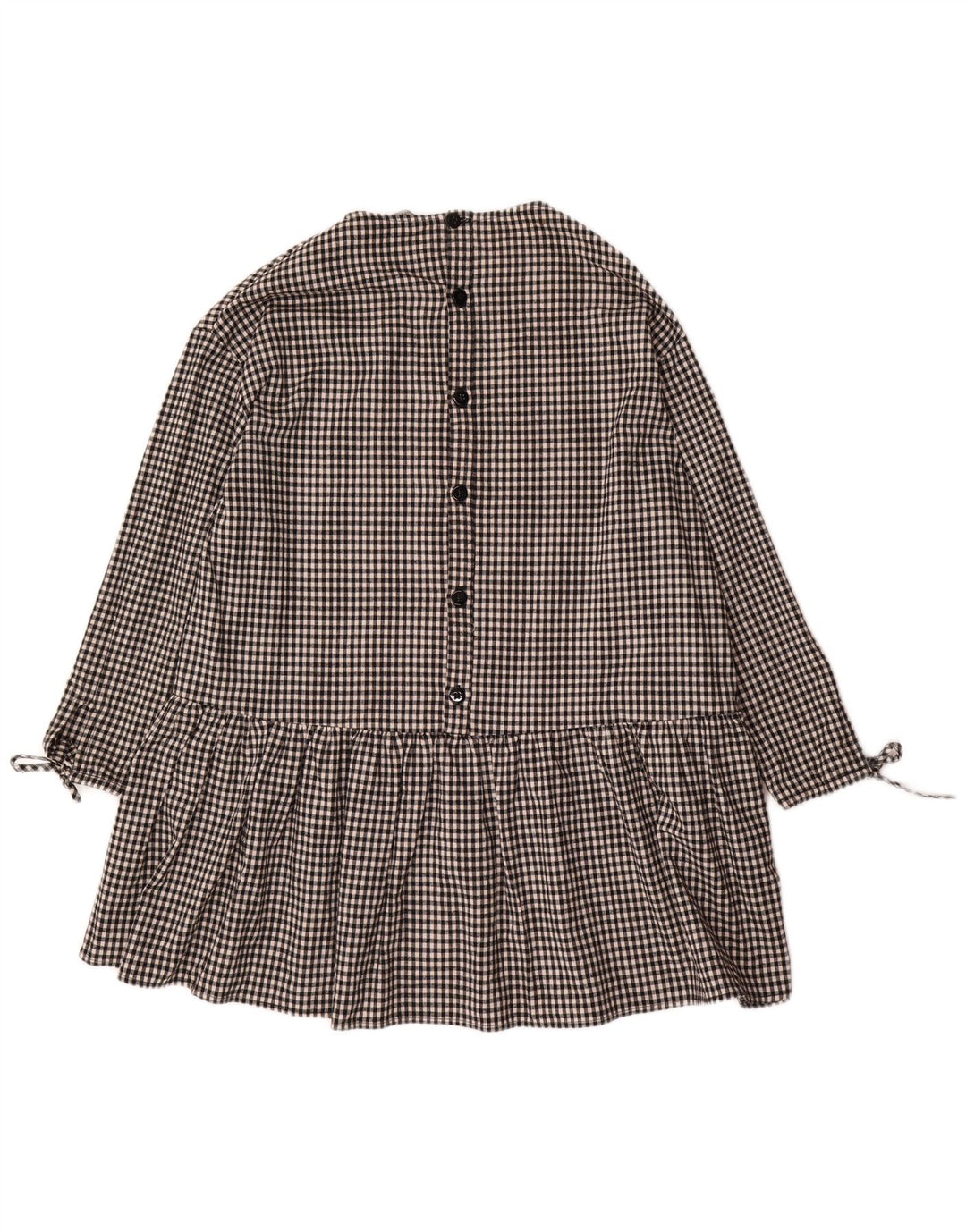 Zara Vestido básico extragrande de manga 3/4 para mujer UK 40 Small Black Gingham