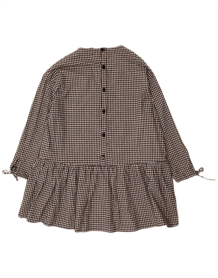 Zara Vestido básico extragrande de manga 3/4 para mujer UK 40 Small Black Gingham