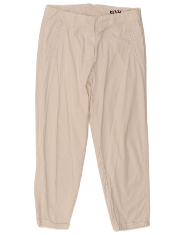 Slam Pantalones cortos ajustados para mujer IT 38 Small W28 L25 Algodón blanco