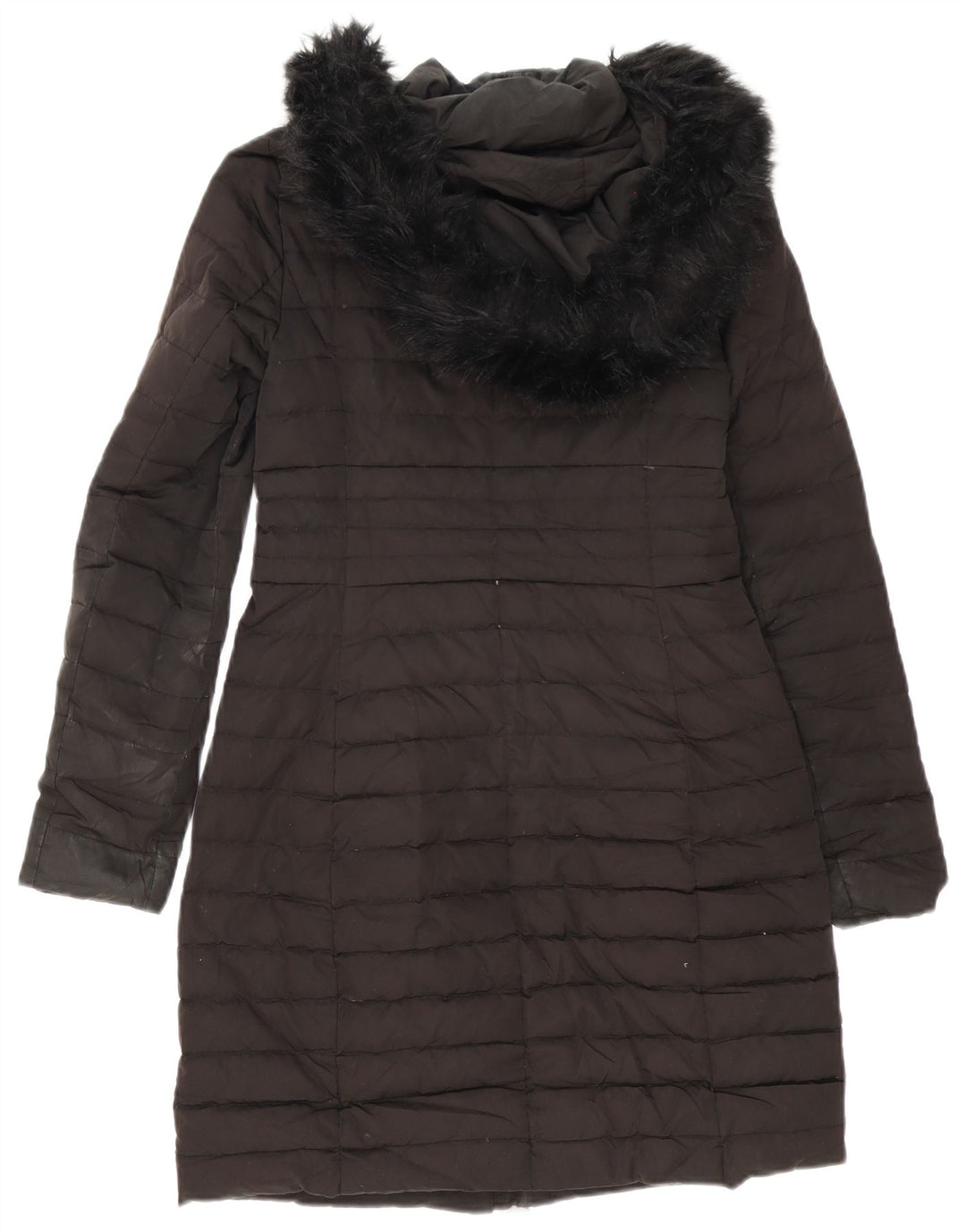 Zara Mujer Abrigo Acolchado Extragrande Con Capucha UK 6 XS Negro