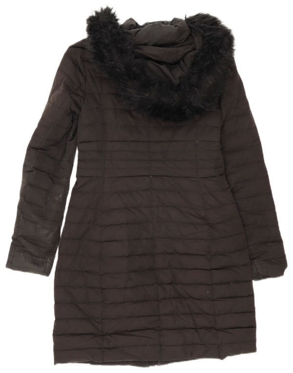 Zara Mujer Abrigo Acolchado Extragrande Con Capucha UK 6 XS Negro