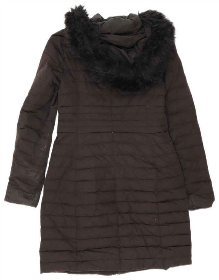Zara Mujer Abrigo Acolchado Extragrande Con Capucha UK 6 XS Negro
