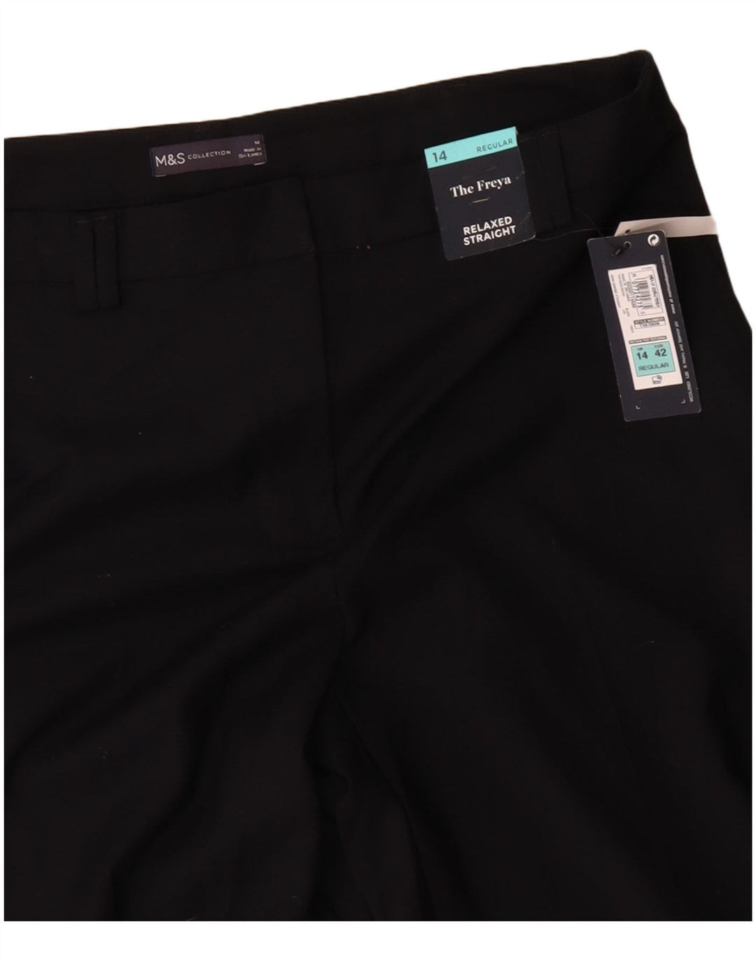MARKS & SPENCER Pantalones chinos relajados para mujer UK 40 Large W36 L30 Negro