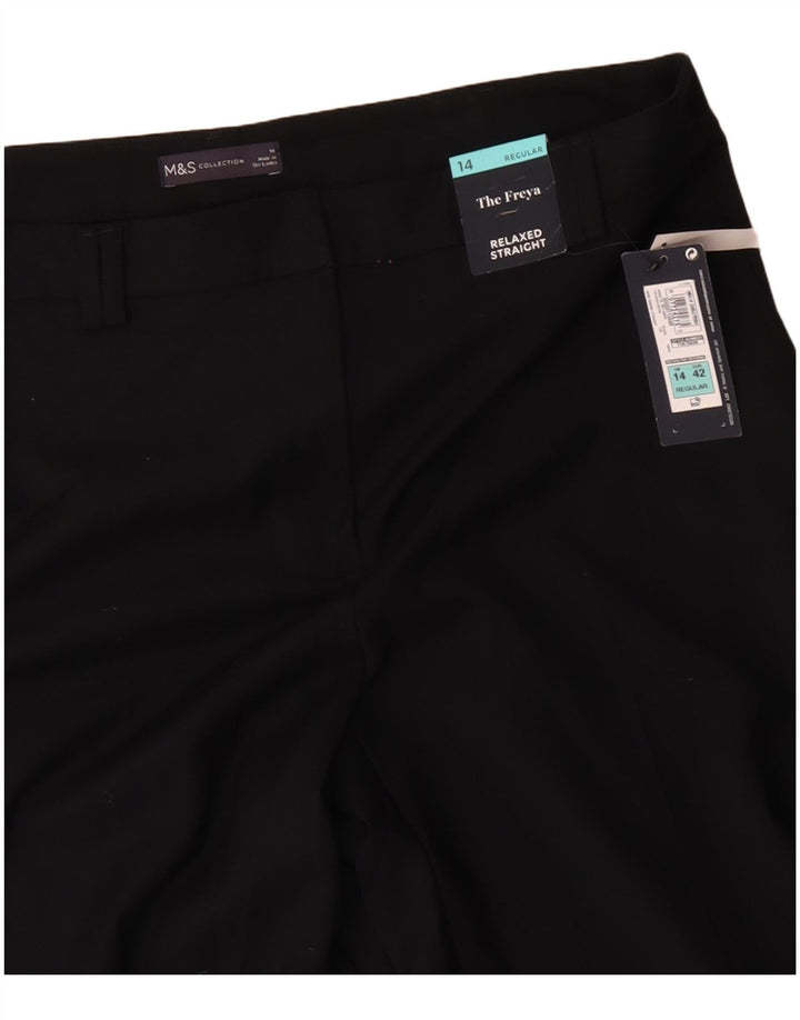 MARKS & SPENCER Pantalones chinos relajados para mujer UK 40 Large W36 L30 Negro