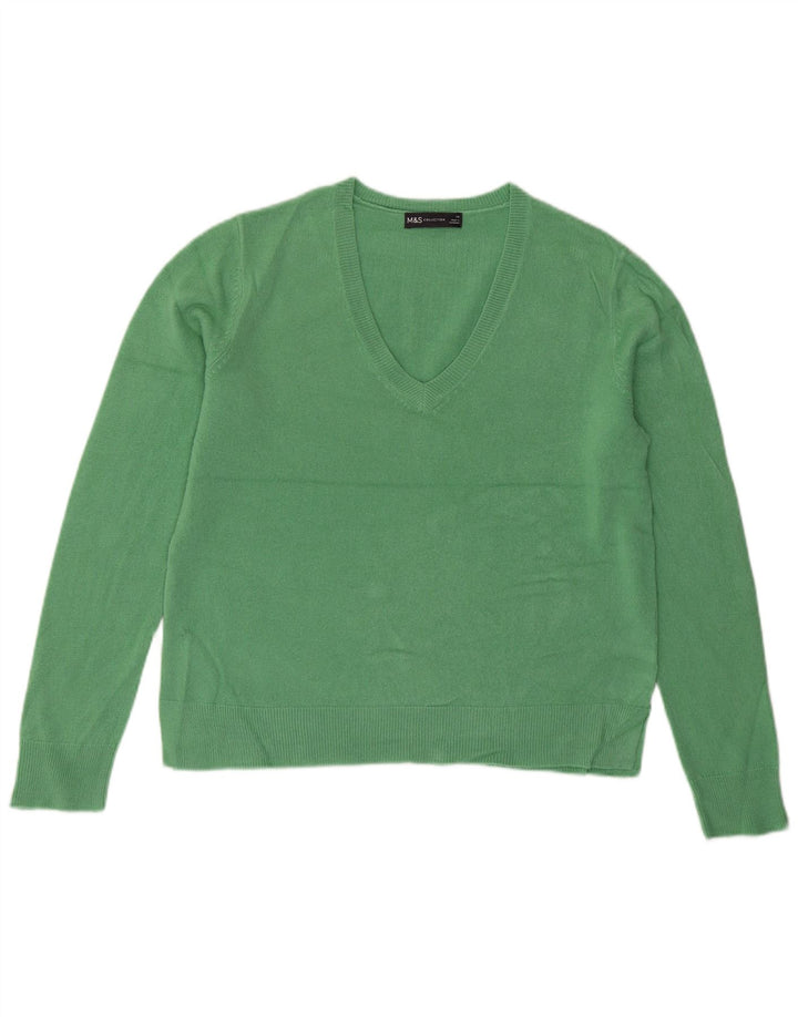 Marks & Spencer Suéter con Cuello en V para Mujer UK 44 Grande Verde